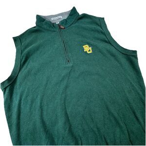 Peter Millar Baylor University Bears Cotton Vest Men Med Green Embroidered Knit